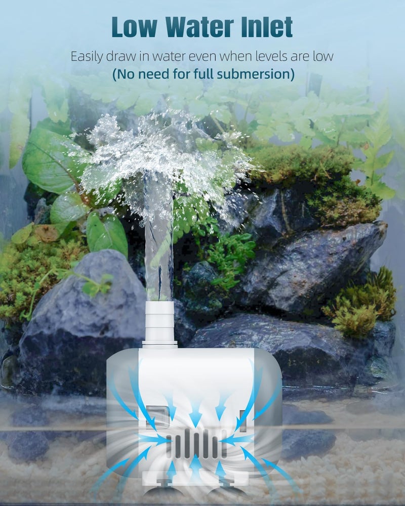 Pawfly Small Fountain Pump, 240 GPH Submersible Water Pump for Fountain, 12 W Mini Water Pump with 3.9 ft. High Lift, Quiet Water Fountain Pump for Aquarium Fish Tank & Waterfall - Image 3